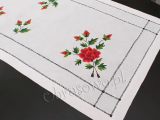 Bieżnik haft ręczny "Czerwone róże" 60x120