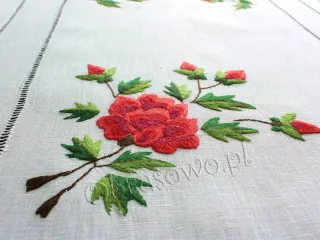 Bieżnik haft ręczny "Czerwone róże" 60x120