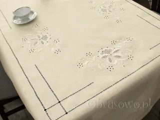 Obrus Makowski ekri haft ręczny 140x200