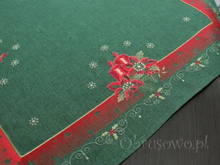 Świąteczna serweta haftowana 85x85 "Czerwone świece"