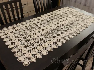 Bieżnik z koronki koniakowskiej 60x120 beżowy