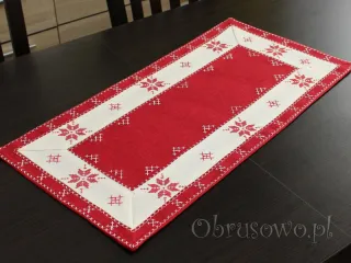 Bieżnik świąteczny 35x70 z haftem krzyżykowym biało-czerwony