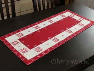 Bieżnik świąteczny 40x110 z haftem krzyżykowym biało czerwony