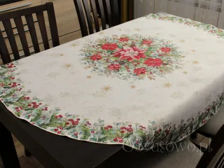 Okrągły obrus świąteczny Ø 140 gobelin "Gwiazda betlejemska 3"