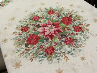 Okrągły obrus świąteczny Ø 165 gobelin "Gwiazda betlejemska 3"