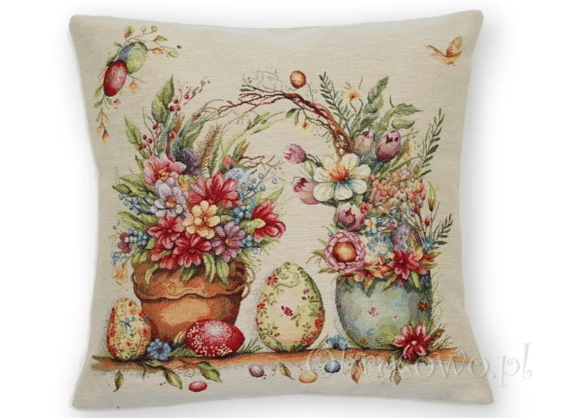 Wielkanocna poszewka gobelinowa "Wielkanocny stroik" 45x45