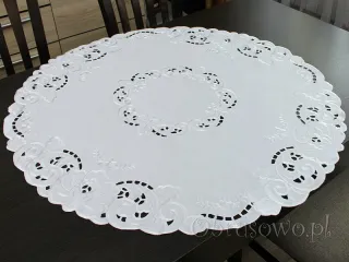 Serweta haftowana "Julita" okrągła Ø 90 biała
