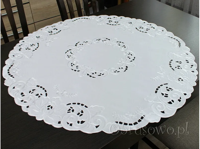 Serweta haftowana "Julita" okrągła Ø 90 biała
