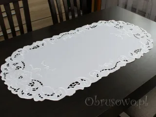 Bieżnik haftowany "Julita" 50x100 biały