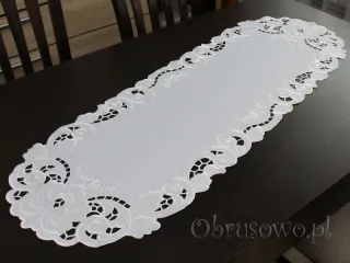 Bieżnik haftowany "Julita" 40x110 biały