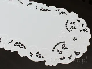 Bieżnik haftowany "Julita" 40x110 biały