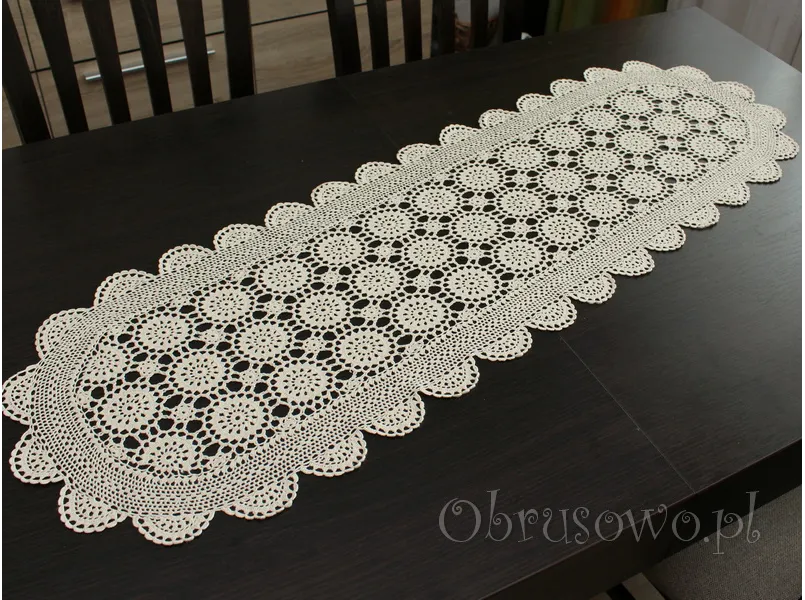 Bieżnik szydełkowy 35x110 beżowy