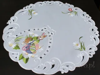 Okrągła serweta wielkanocna Ø 60 "zając w ogrodzie"