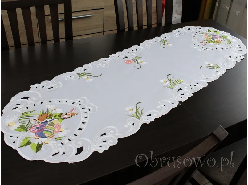 Bieżnik wielkanocny 45x130 "zając w ogrodzie"