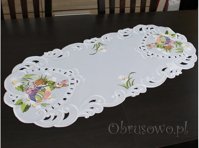 Bieżnik wielkanocny 40x110 "zając w ogrodzie"