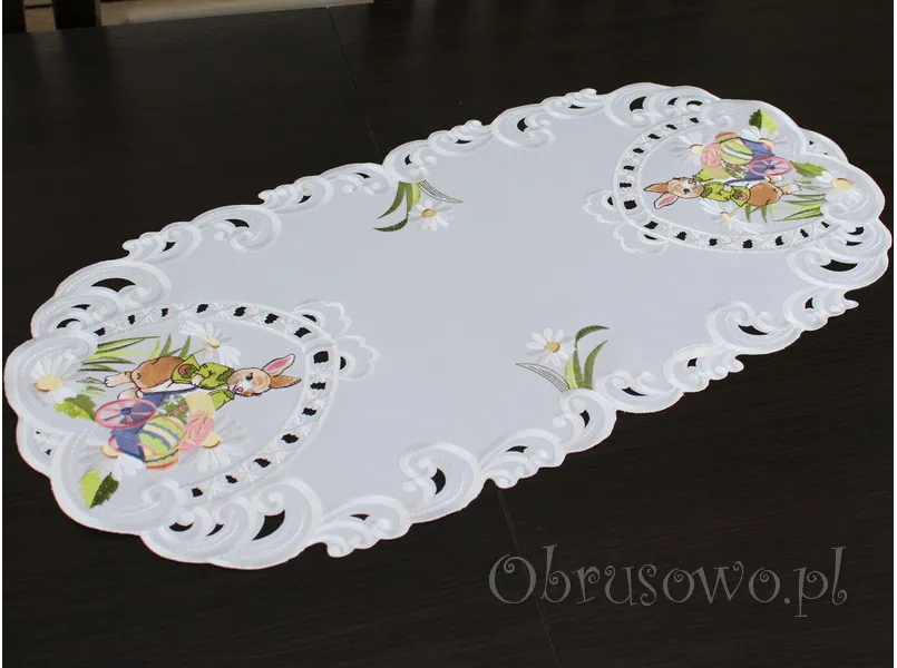 Mały bieżnik wielkanocny 35x70 "zając w ogrodzie"