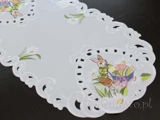 Mały bieżnik wielkanocny 35x70 "zając w ogrodzie"