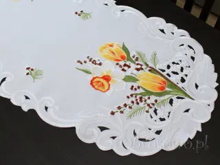Duży bieżnik haftowany 45x170 "wiosenny bukiet"