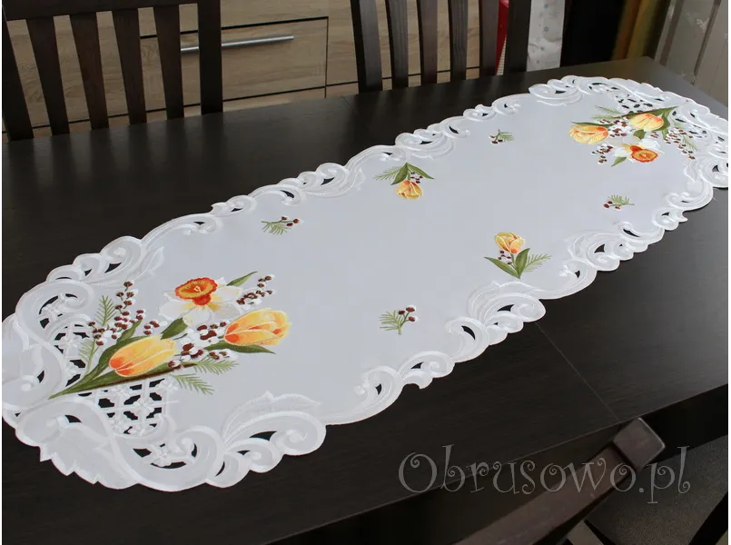 Duży bieżnik haftowany 45x130 "wiosenny bukiet"