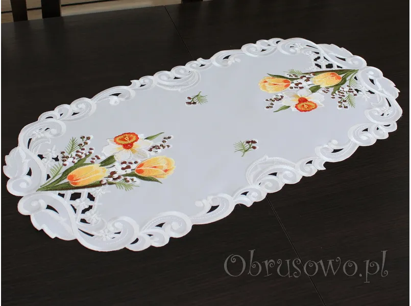 Mały bieżnik haftowany 35x70 "wiosenny bukiet"