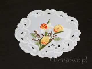 Mała serwetka haftowana Ø 20 "wiosenny bukiet"