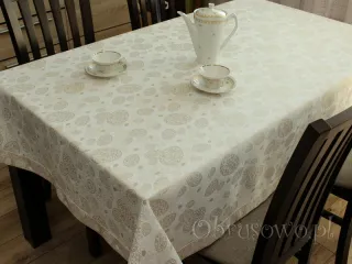 Duży obrus wielkanocny pisanki 140x300 złoty