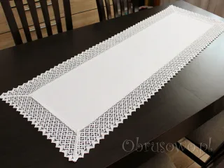 Bieżnik KORONKA LEN 60x120 biały