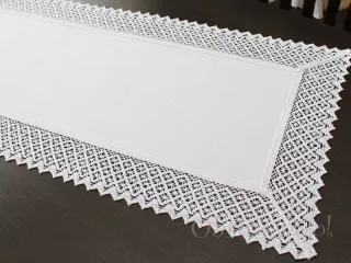 Bieżnik KORONKA LEN 60x120 biały