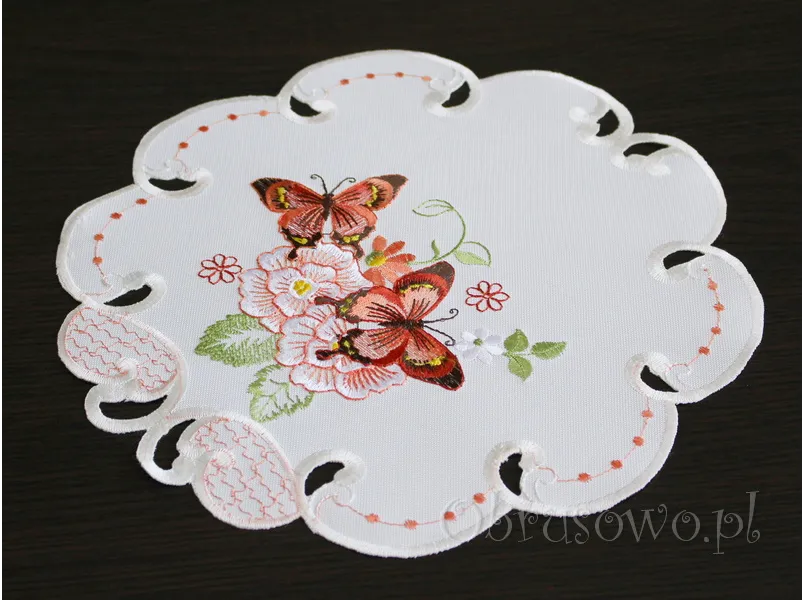 Serwetka haftowana Ø 30 "Motyle"