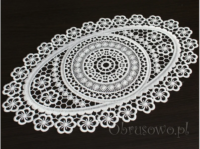 Owalna serwetka gipiurowa 30x45 biała