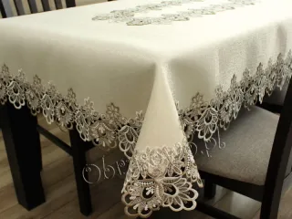 Obrus z gipiurą 110x160 beżowy