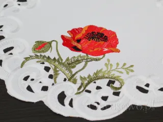 Serwetka haftowana Ø 30 "Maki" biała