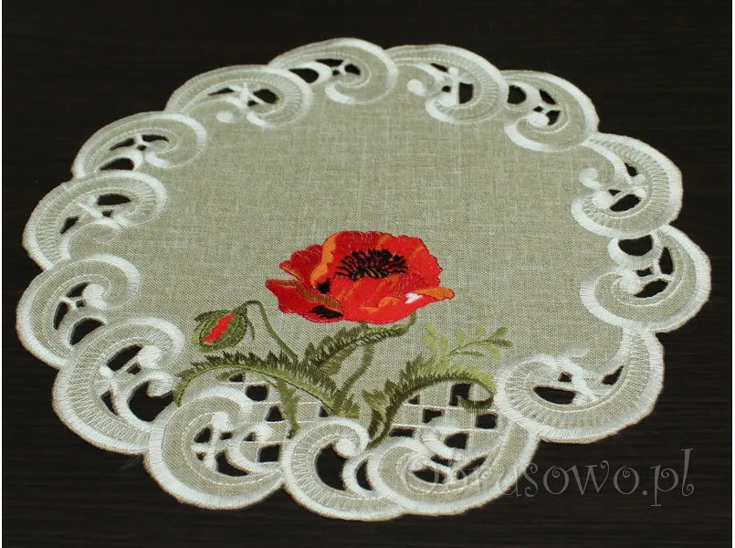 Serwetka haftowana Ø 30 "Maki"