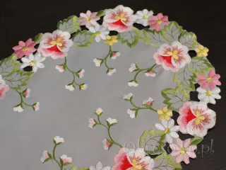 Bieżnik haftowany 35x70 "Bratki na szarym"