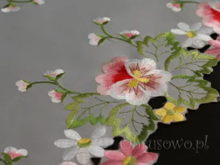 Bieżnik haftowany 35x70 "Bratki na szarym"