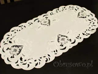 Mały bieżnik haftowany TINA 30x70 ekri