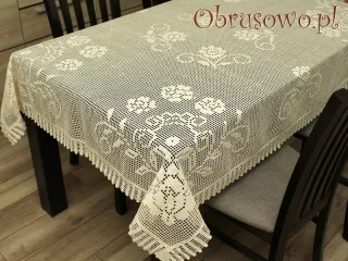 Obrus koronkowy 150x260 beż
