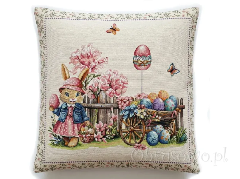 Gobelinowa poszewka wielkanocna "kolorowe pisanki" 45x45