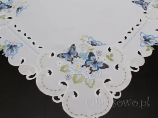 Serweta haftowana 85x85 "Niebieskie motyle"