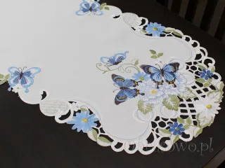 Bieżnik haftowany 40x180 "Niebieskie motyle"
