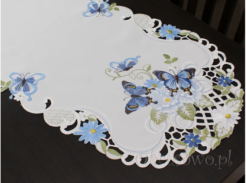 Bieżnik haftowany 40x180 "Niebieskie motyle"