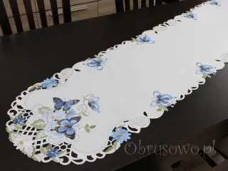 Bieżnik haftowany 40x180 "Niebieskie motyle"