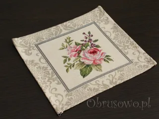 Mała serwetka gobelinowa 23x23 "Róże z beżem"