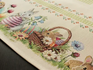 Gobelinowa serweta wielkanocna 98x98 "zielona krata"