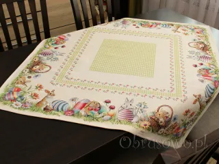 Gobelinowa serweta wielkanocna 98x98 "zielona krata"