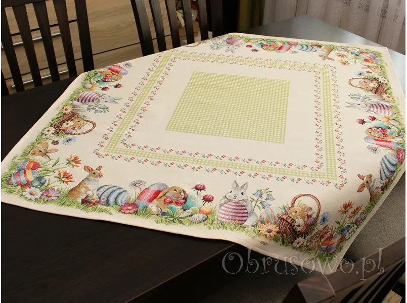 Gobelinowa serweta wielkanocna 98x98 "zielona krata"
