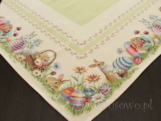 Gobelinowa serweta wielkanocna 98x98 "zielona krata"