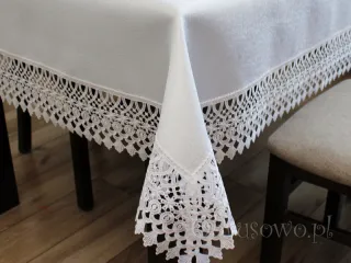 Obrus z gipiurą 110x160  "Honorina" biały