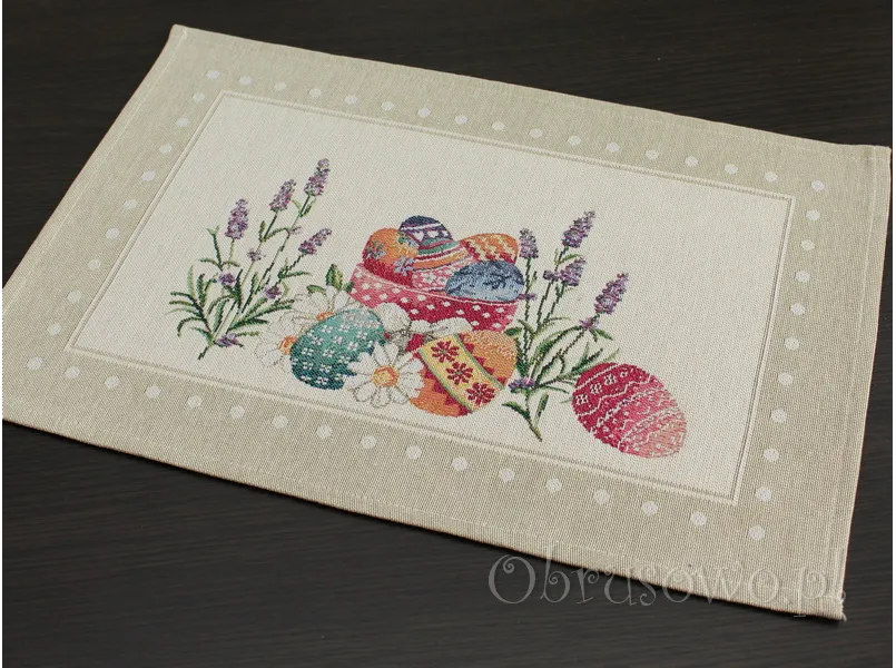 Serwetka wielkanocna gobelinowa 30x45 "pisanki z beżem"