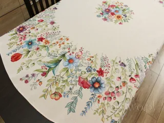 Okrągły obrus gobelinowy Ø 165 FOLK KWIATY